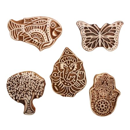 Set of 5 Piece New Mix Wooden Printing Block